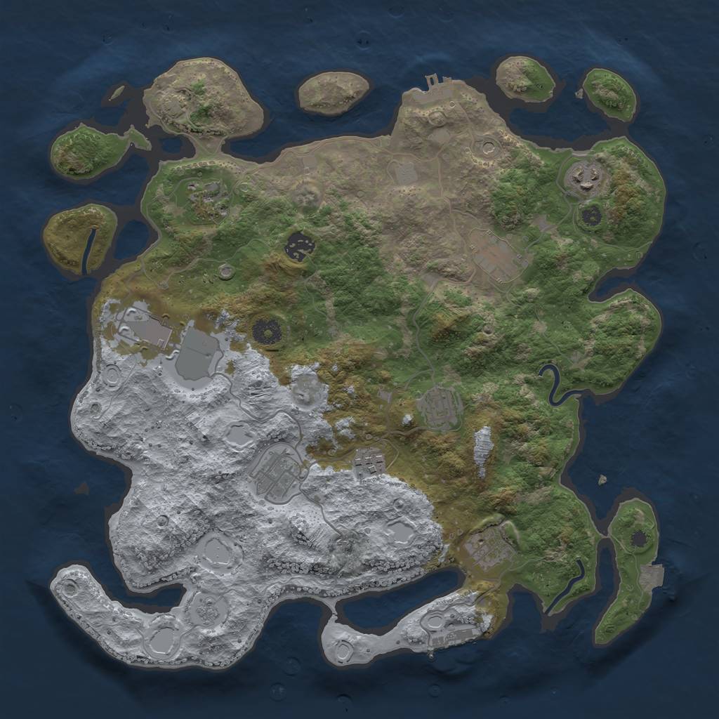 Rust Map: Procedural Map, Size: 3800, Seed: 15568306, 17 Monuments