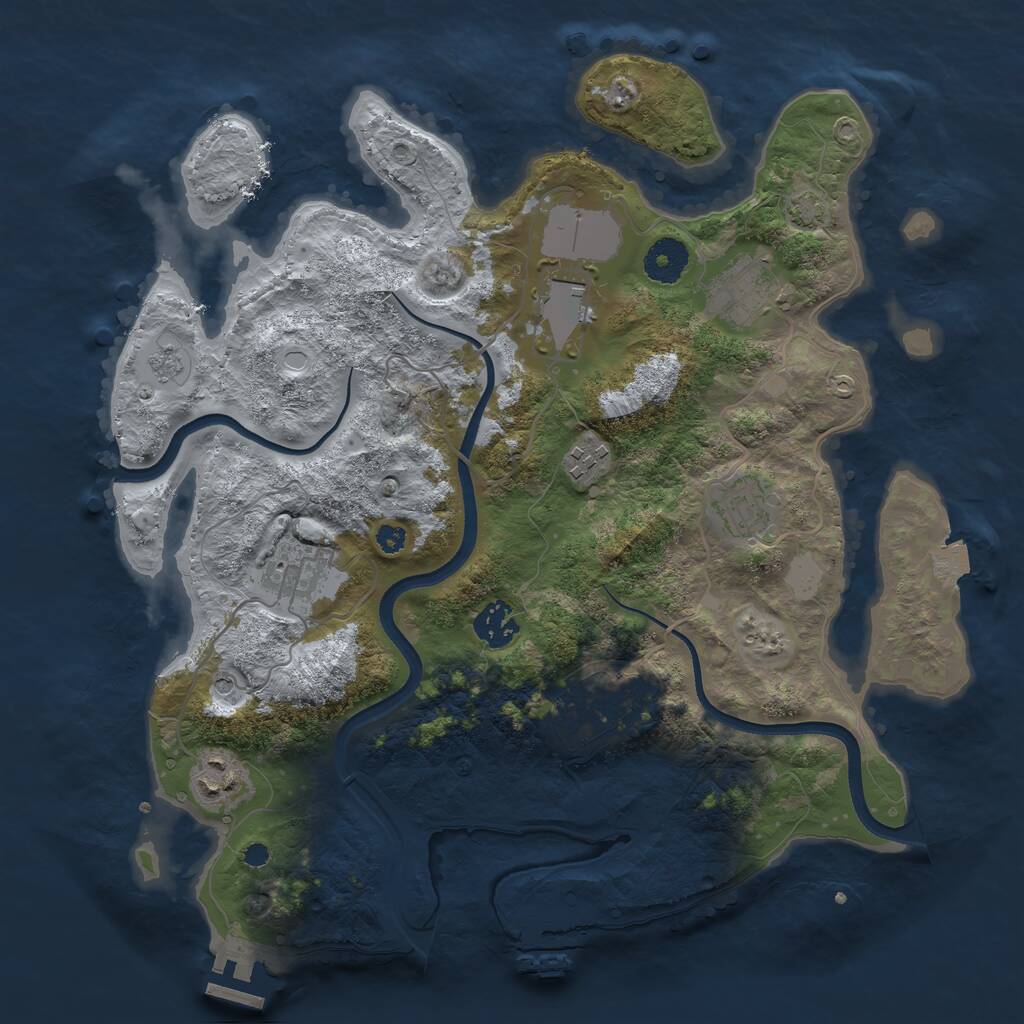 Rust Map: Procedural Map, Size: 3500, Seed: 387829173, 14 Monuments