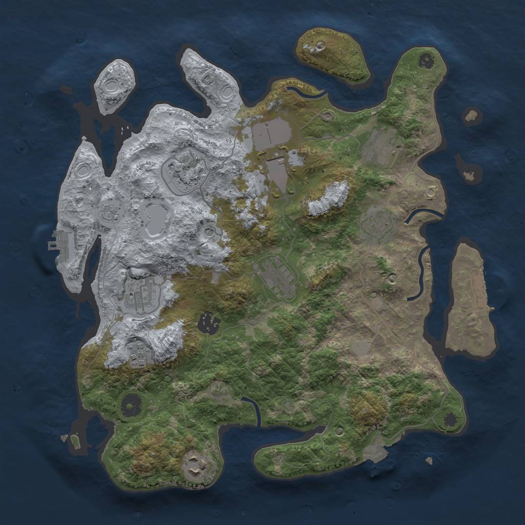 Rust Map: Procedural Map, Size: 3500, Seed: 387829173, 16 Monuments