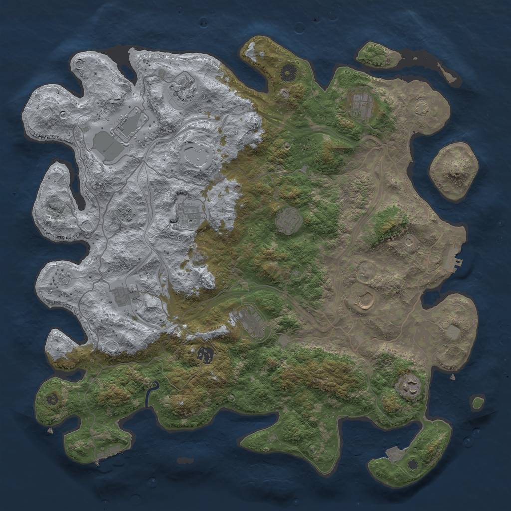 Rust Map: Procedural Map, Size: 4500, Seed: 532606889, 19 Monuments