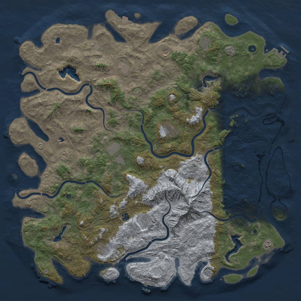 Rust Map: Procedural Map, Size: 6000, Seed: 675368990, 17 Monuments