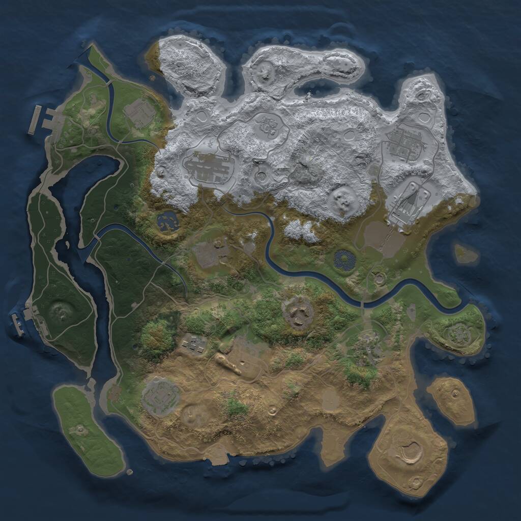 Rust Map: Procedural Map, Size: 3500, Seed: 85845221, 19 Monuments