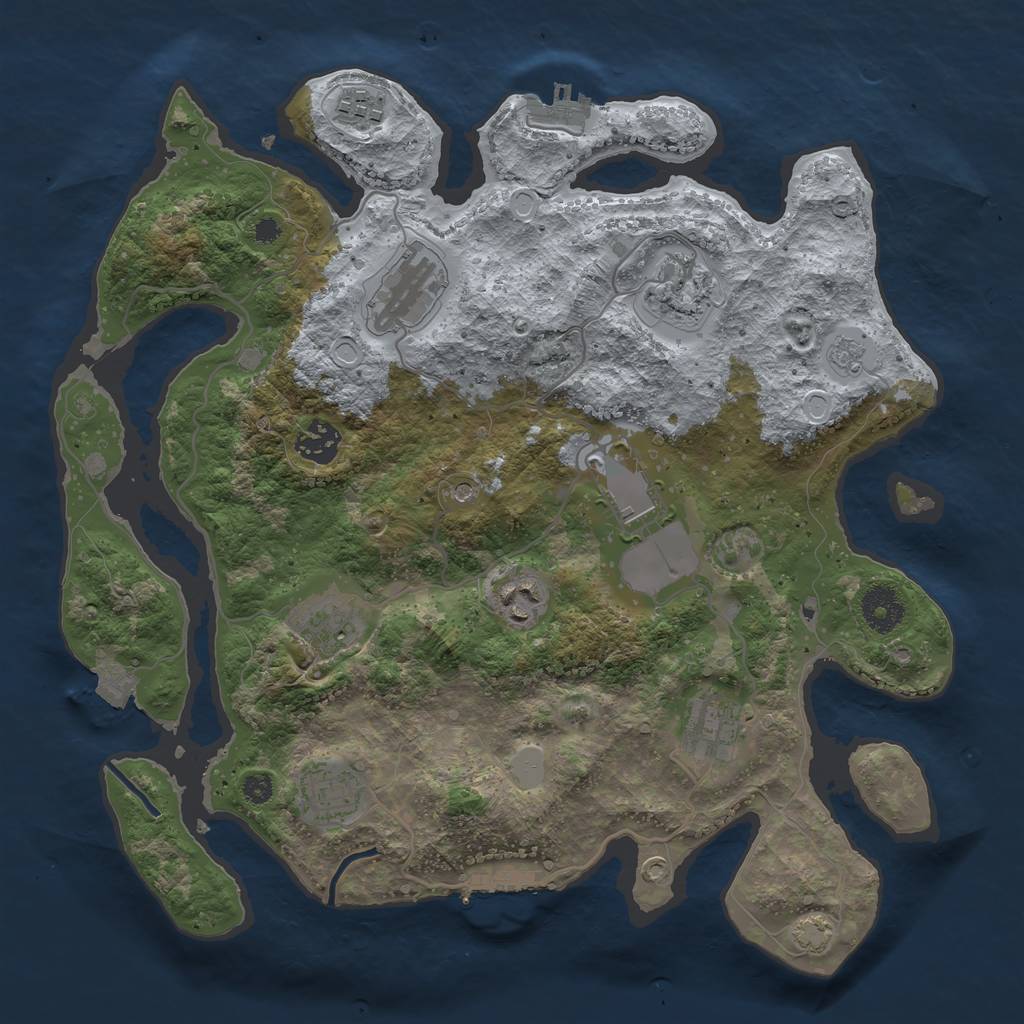 Rust Map: Procedural Map, Size: 3500, Seed: 85845221, 17 Monuments