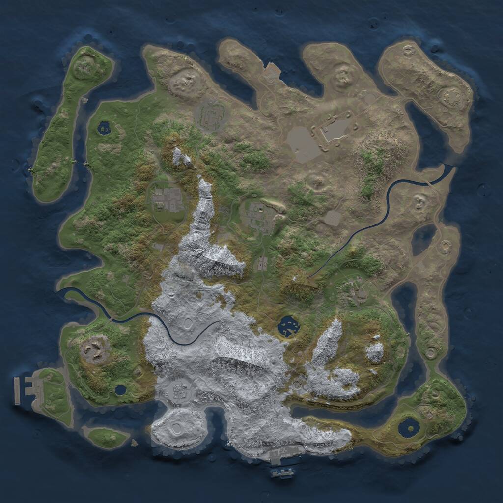 Rust Map: Procedural Map, Size: 3700, Seed: 1915379204, 13 Monuments