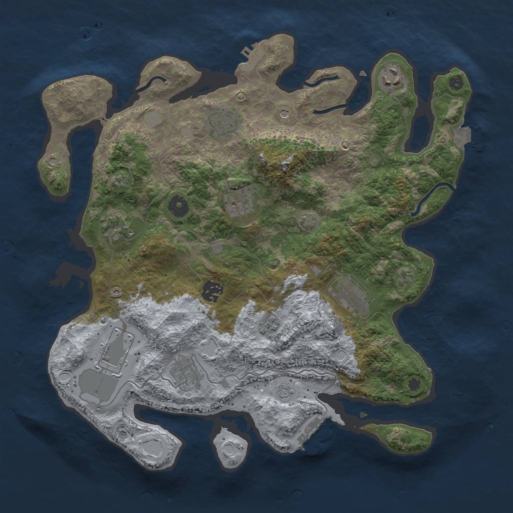 Rust Map: Procedural Map, Size: 3700, Seed: 3222, 17 Monuments
