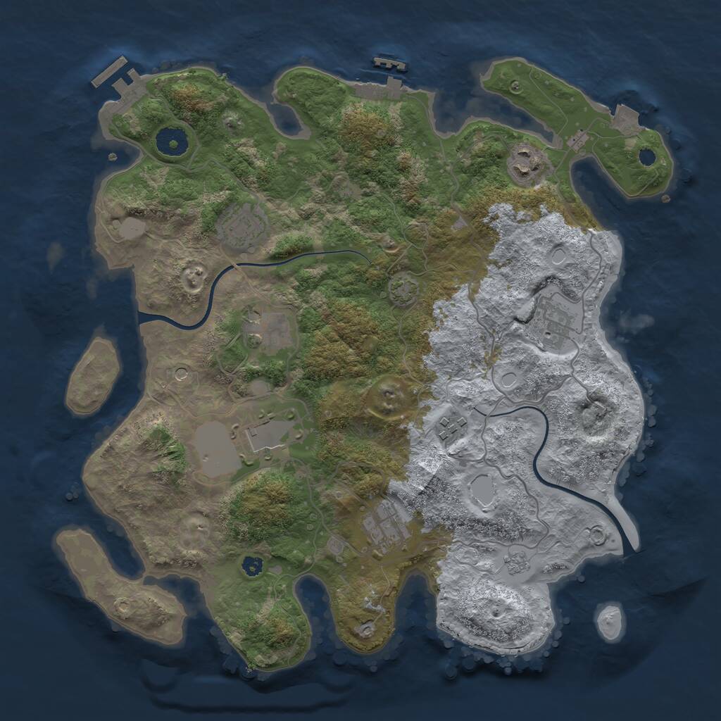 Rust Map: Procedural Map, Size: 3500, Seed: 1060188977, 13 Monuments