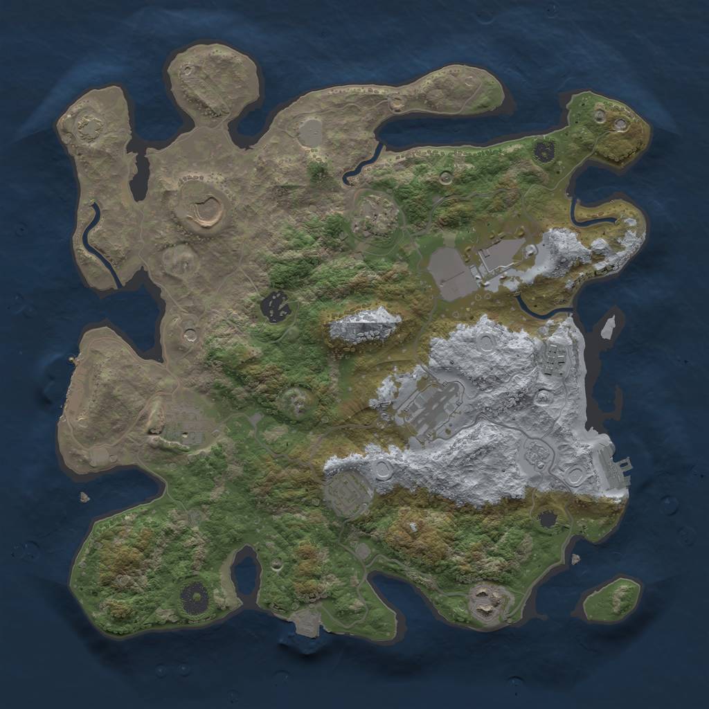 Rust Map: Procedural Map, Size: 3500, Seed: 72196900, 17 Monuments