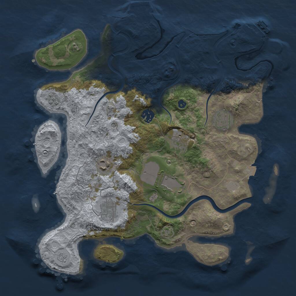 Rust Map: Procedural Map, Size: 3500, Seed: 41115380, 13 Monuments