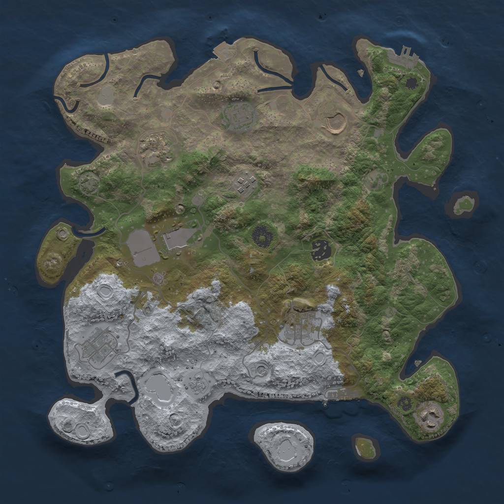 Rust Map: Procedural Map, Size: 3550, Seed: 41032782, 17 Monuments