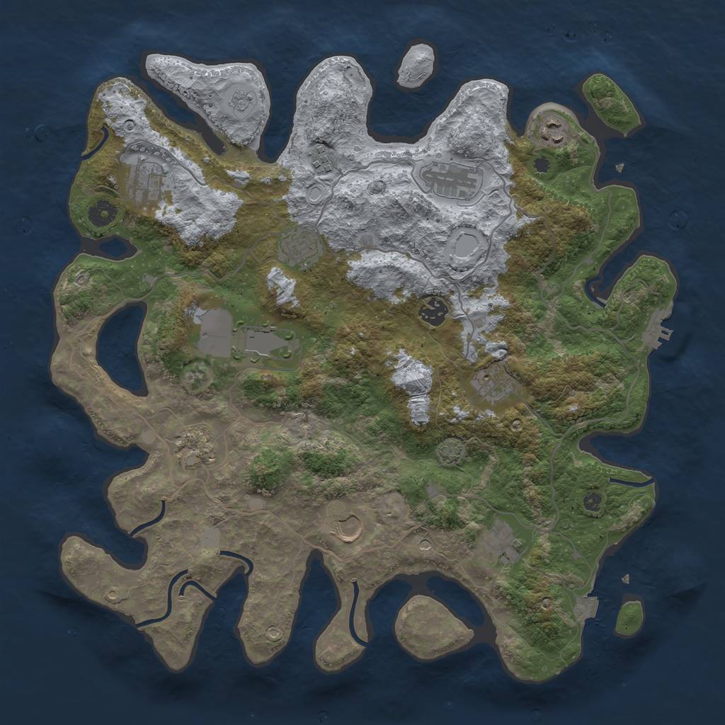 Rust Map: Procedural Map, Size: 4000, Seed: 83610148, 18 Monuments