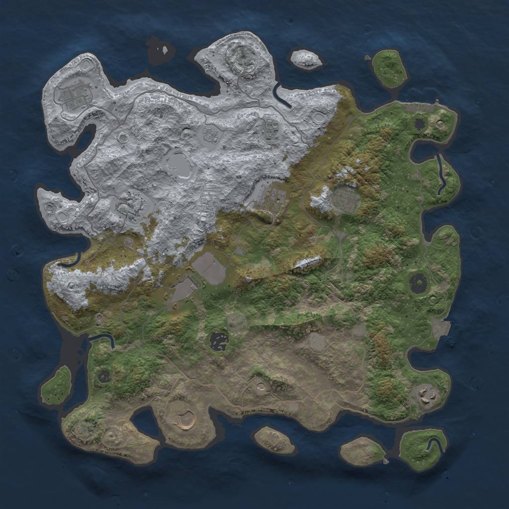 Rust Map: Procedural Map, Size: 4000, Seed: 52433392, 16 Monuments