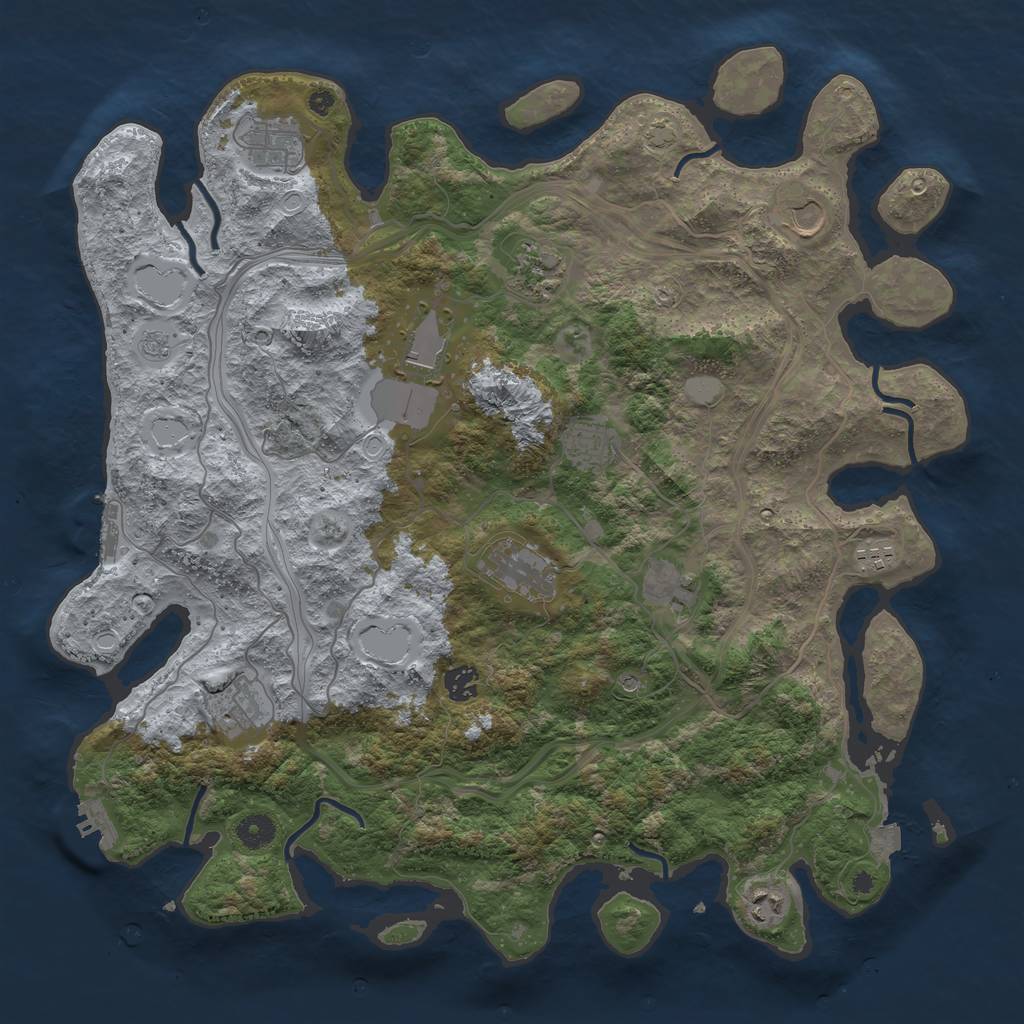 Rust Map: Procedural Map, Size: 4250, Seed: 91158347, 19 Monuments