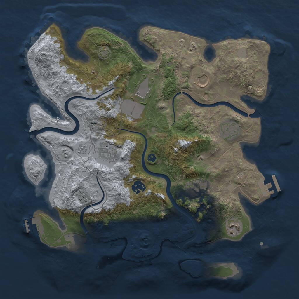 Rust Map: Procedural Map, Size: 3500, Seed: 39078402, 14 Monuments