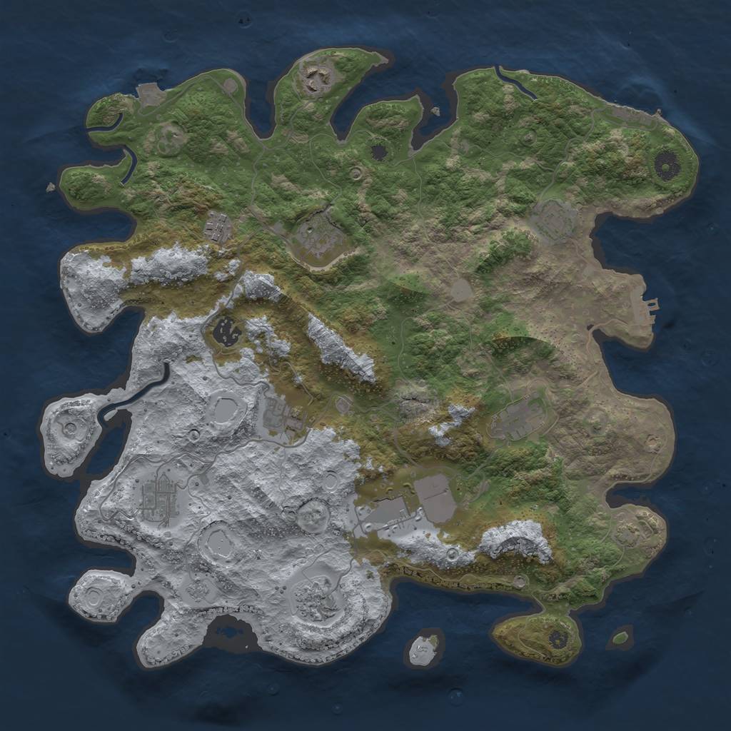 Rust Map: Procedural Map, Size: 3950, Seed: 60341284, 18 Monuments