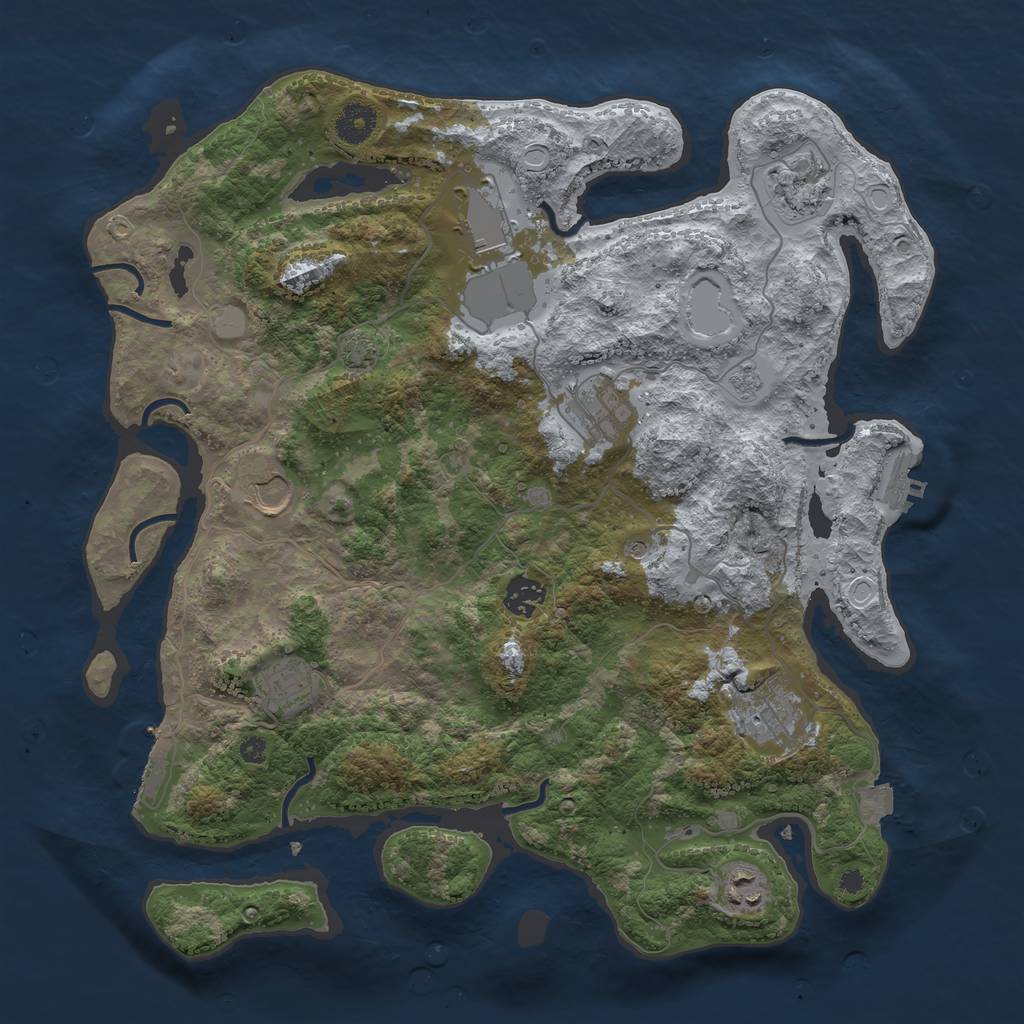 Rust Map: Procedural Map, Size: 3800, Seed: 94404232, 16 Monuments