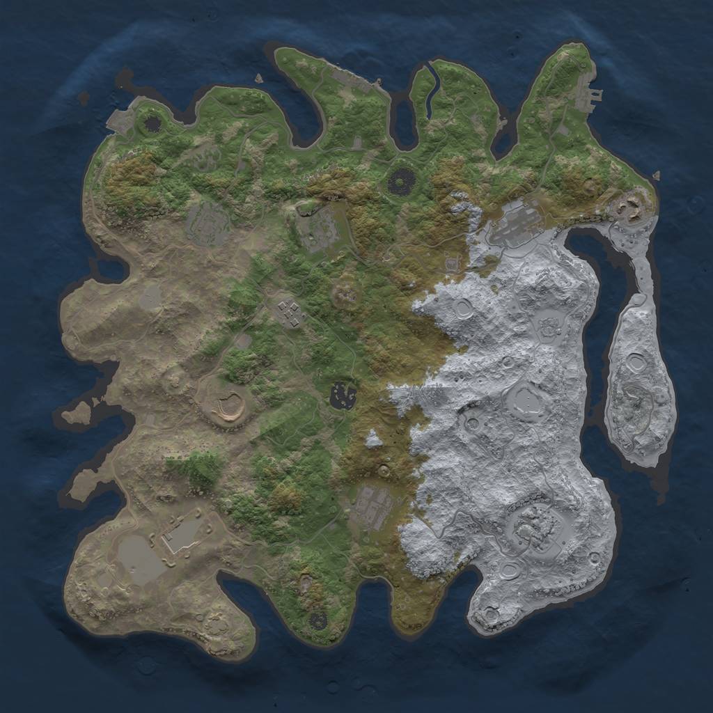 Rust Map: Procedural Map, Size: 3850, Seed: 92606263, 18 Monuments