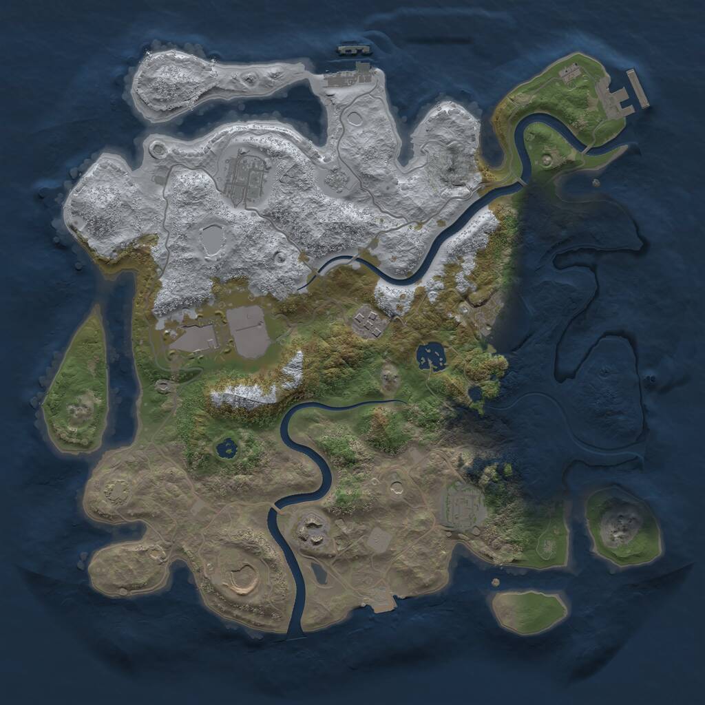 Rust Map: Procedural Map, Size: 3500, Seed: 20654291, 14 Monuments