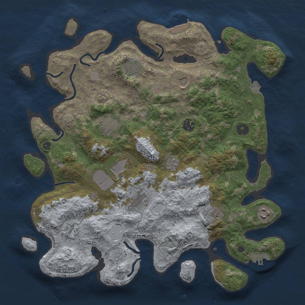 Rust Map: Procedural Map, Size: 3850, Seed: 70531070, 18 Monuments