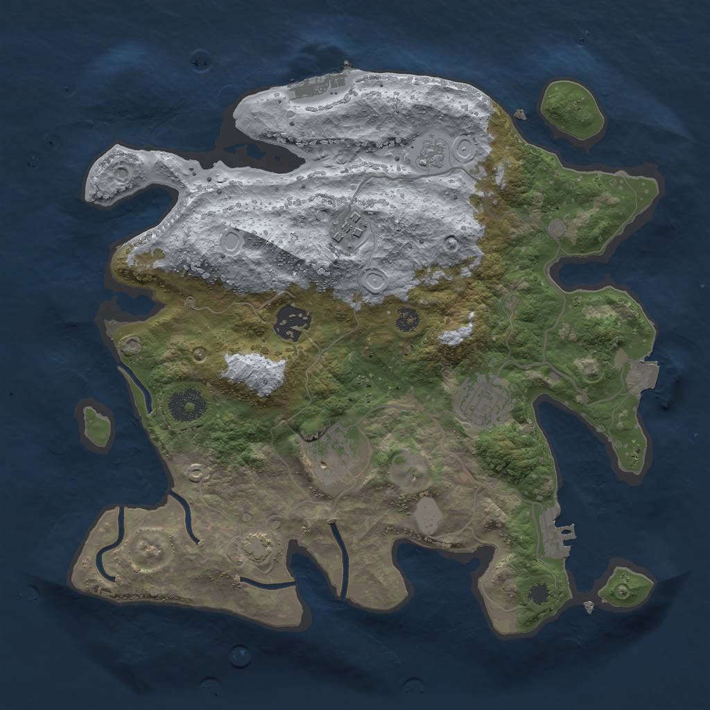 Rust Map: Procedural Map, Size: 3000, Seed: 2139893351, 11 Monuments
