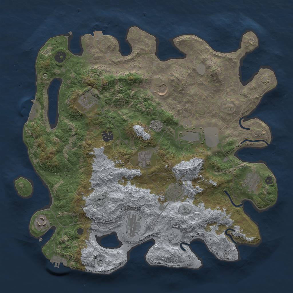 Rust Map: Procedural Map, Size: 3850, Seed: 40812337, 18 Monuments