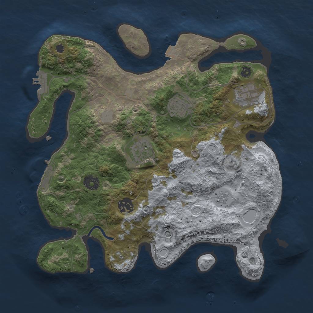 Rust Map: Procedural Map, Size: 3000, Seed: 4481, 11 Monuments