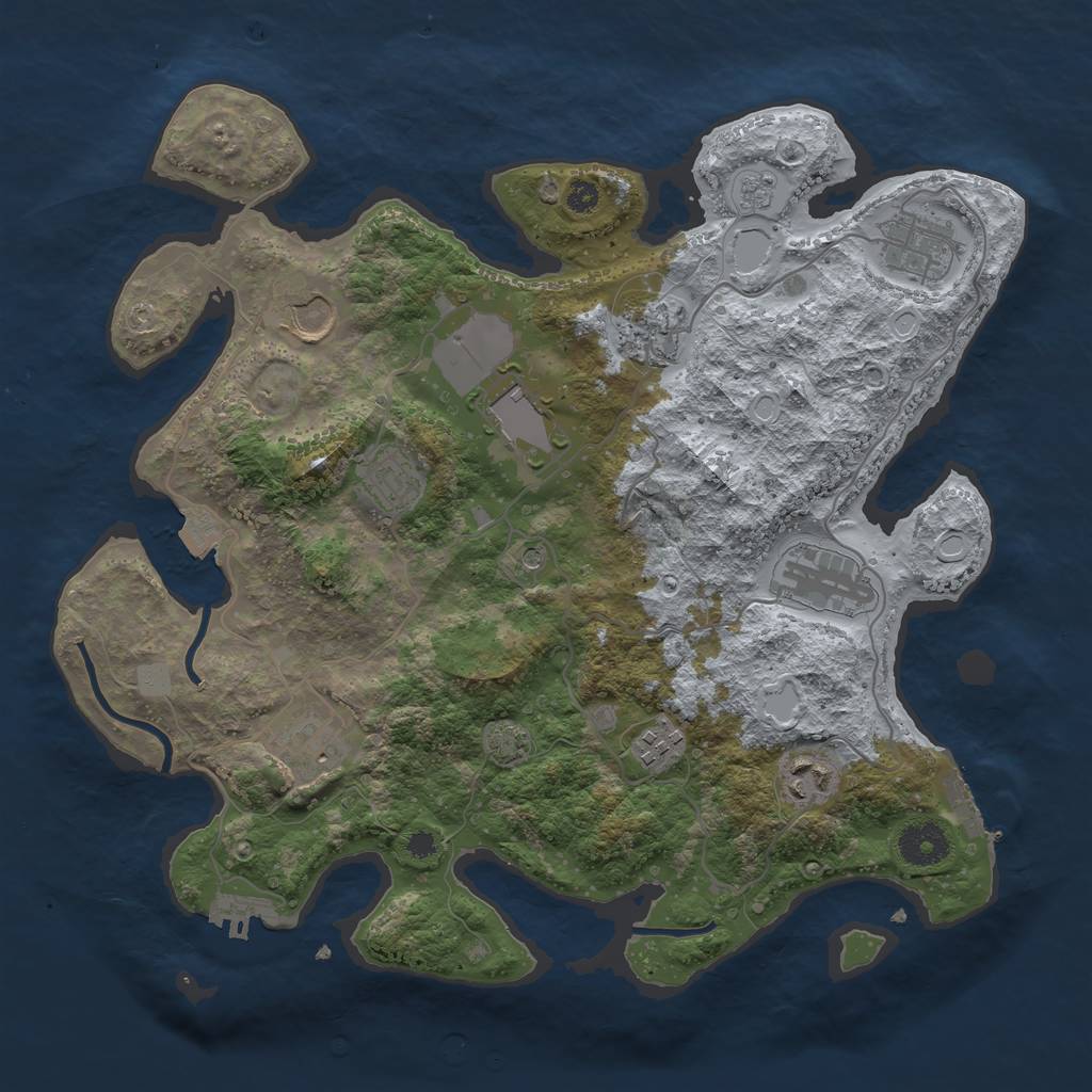 Rust Map: Procedural Map, Size: 3500, Seed: 783285300, 17 Monuments