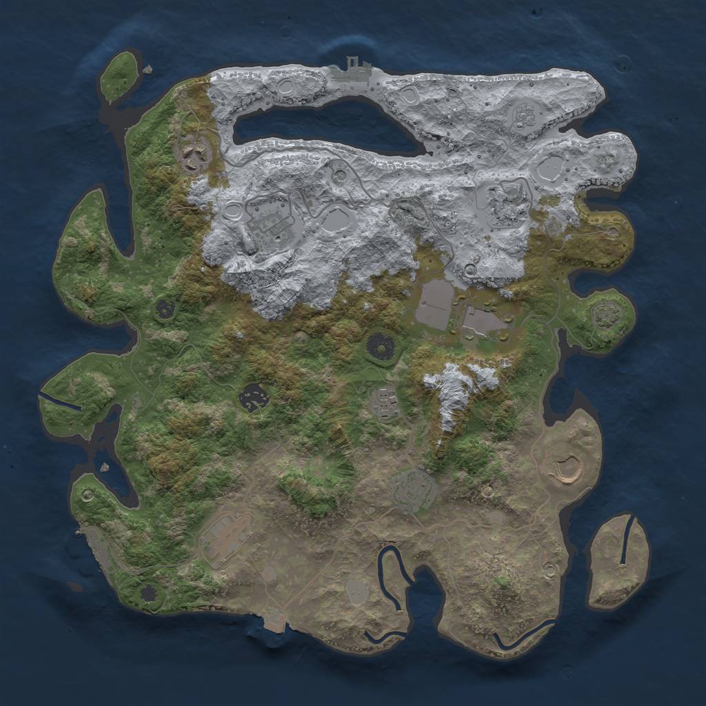 Rust Map: Procedural Map, Size: 3800, Seed: 44558158, 17 Monuments