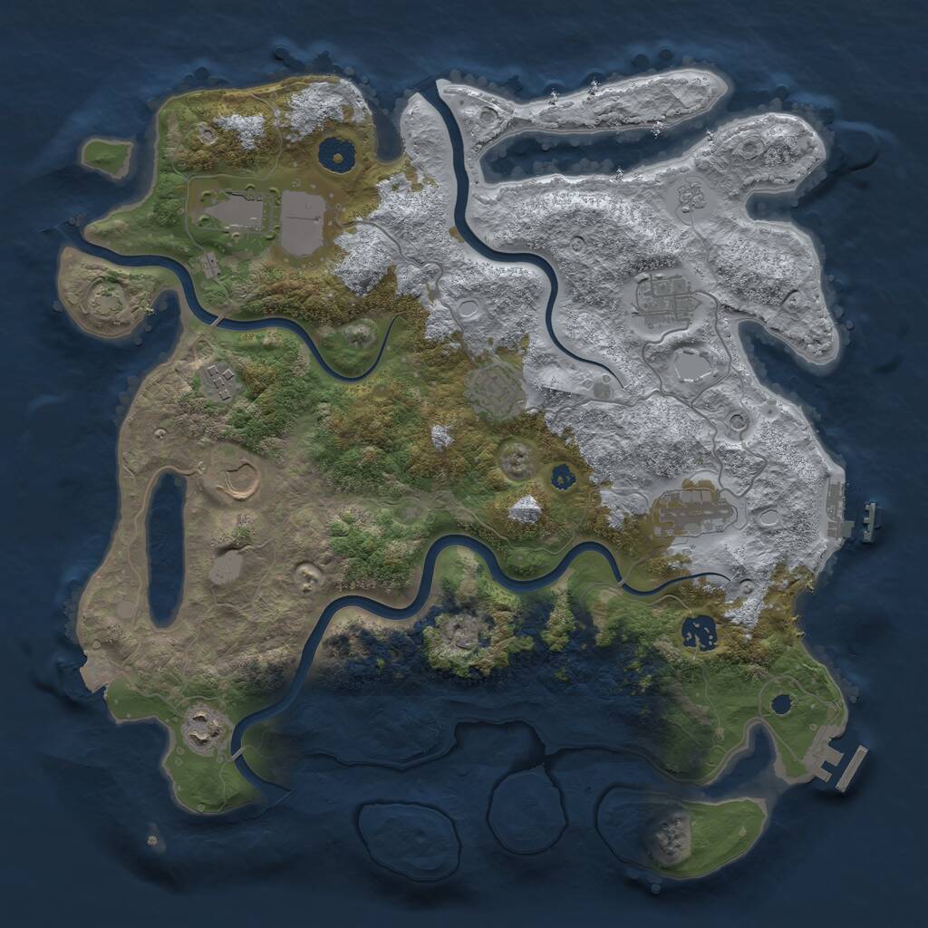 Rust Map: Procedural Map, Size: 3800, Seed: 62533080, 14 Monuments