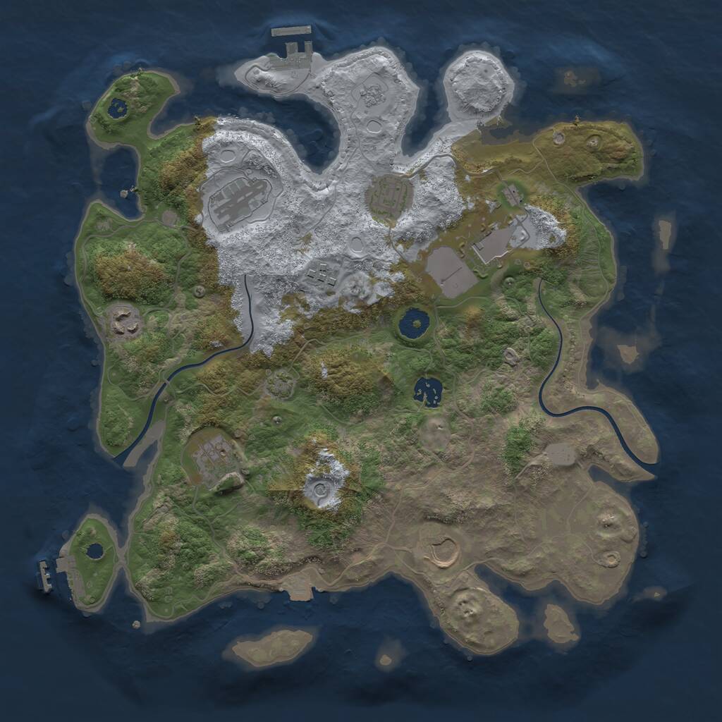 Rust Map: Procedural Map, Size: 3650, Seed: 47084563, 14 Monuments