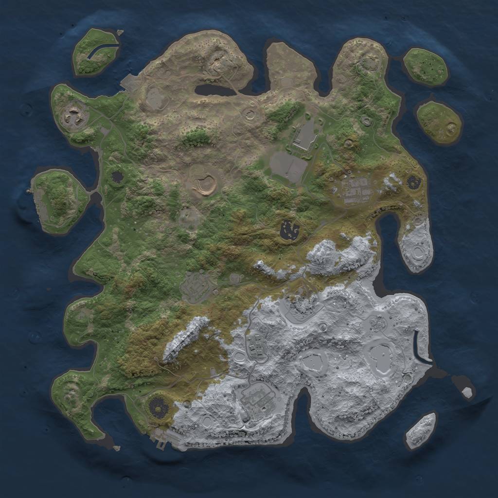 Rust Map: Procedural Map, Size: 3700, Seed: 15253972, 17 Monuments