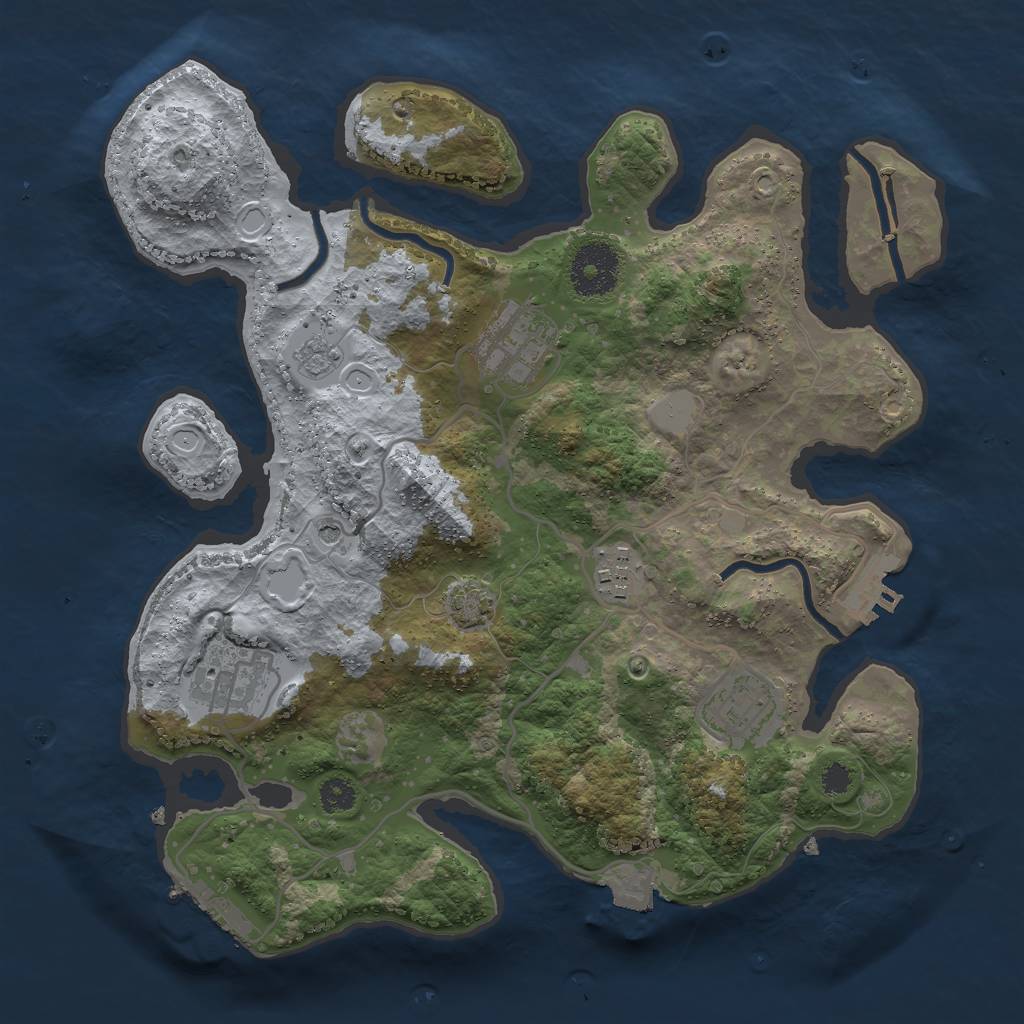 Rust Map: Procedural Map, Size: 3000, Seed: 492060456, 12 Monuments