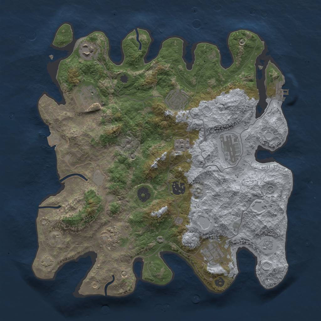 Rust Map: Procedural Map, Size: 3450, Seed: 96443608, 15 Monuments