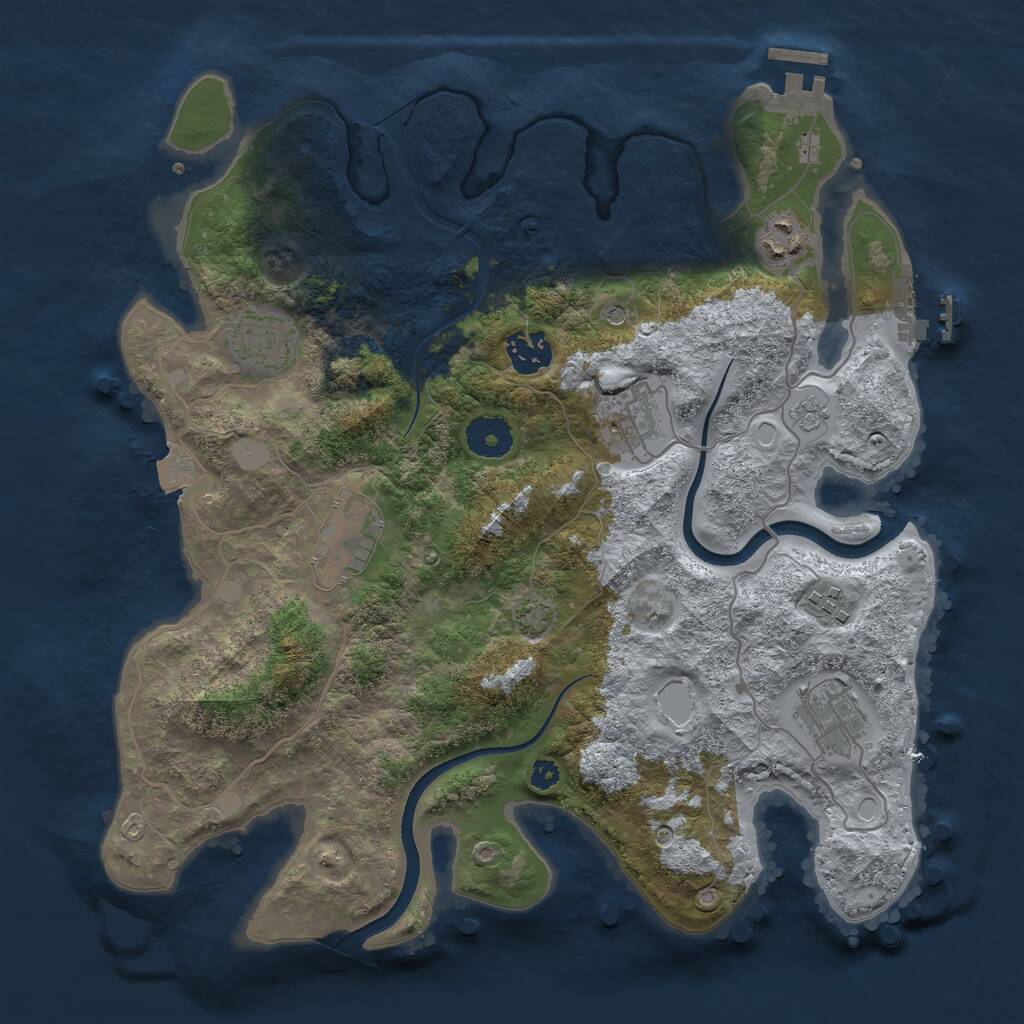 Rust Map: Procedural Map, Size: 3450, Seed: 96443608, 13 Monuments