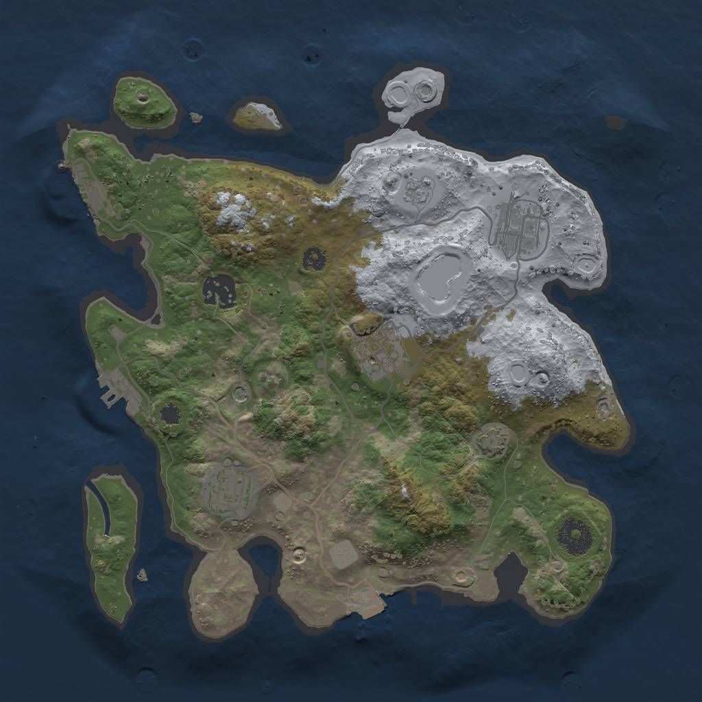 Rust Map: Procedural Map, Size: 3000, Seed: 12587, 12 Monuments