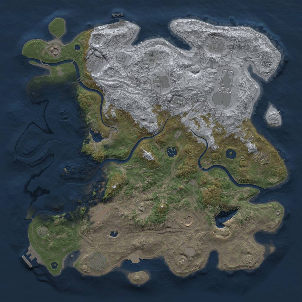 Rust Map: Procedural Map, Size: 4400, Seed: 47718586, 17 Monuments