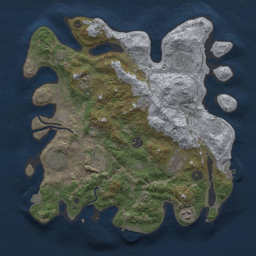 Rust Map: Procedural Map, Size: 3450, Seed: 50146963, 16 Monuments