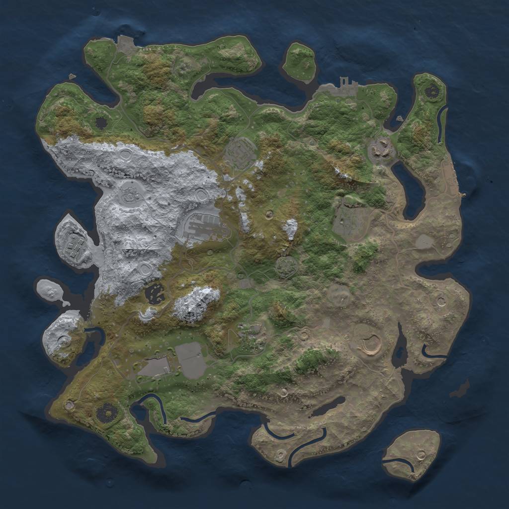Rust Map: Procedural Map, Size: 3700, Seed: 7621388, 17 Monuments