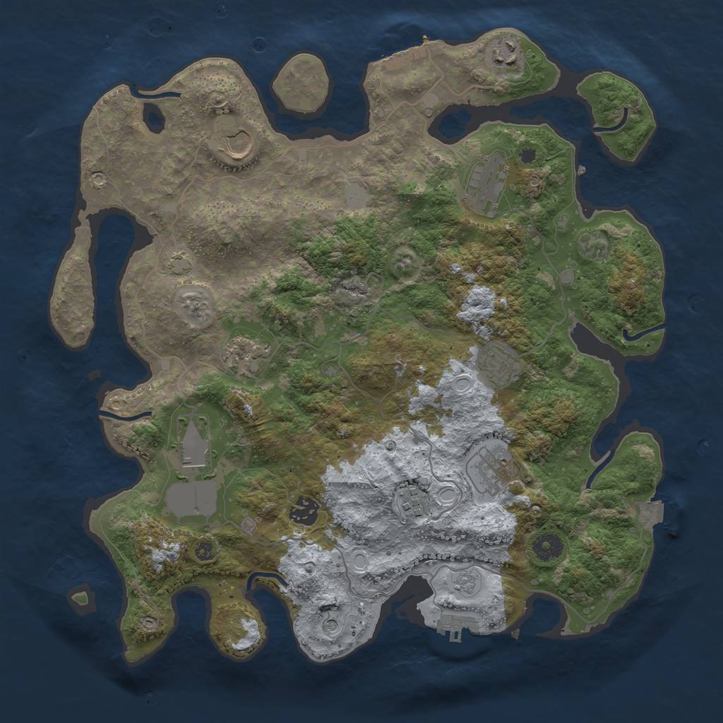 Rust Map: Procedural Map, Size: 3750, Seed: 55864852, 17 Monuments