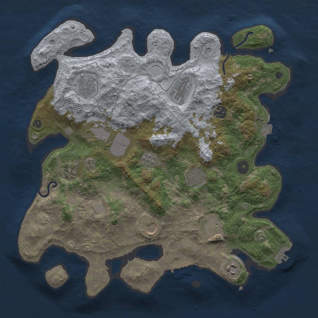 Rust Map: Procedural Map, Size: 3750, Seed: 121212, 18 Monuments