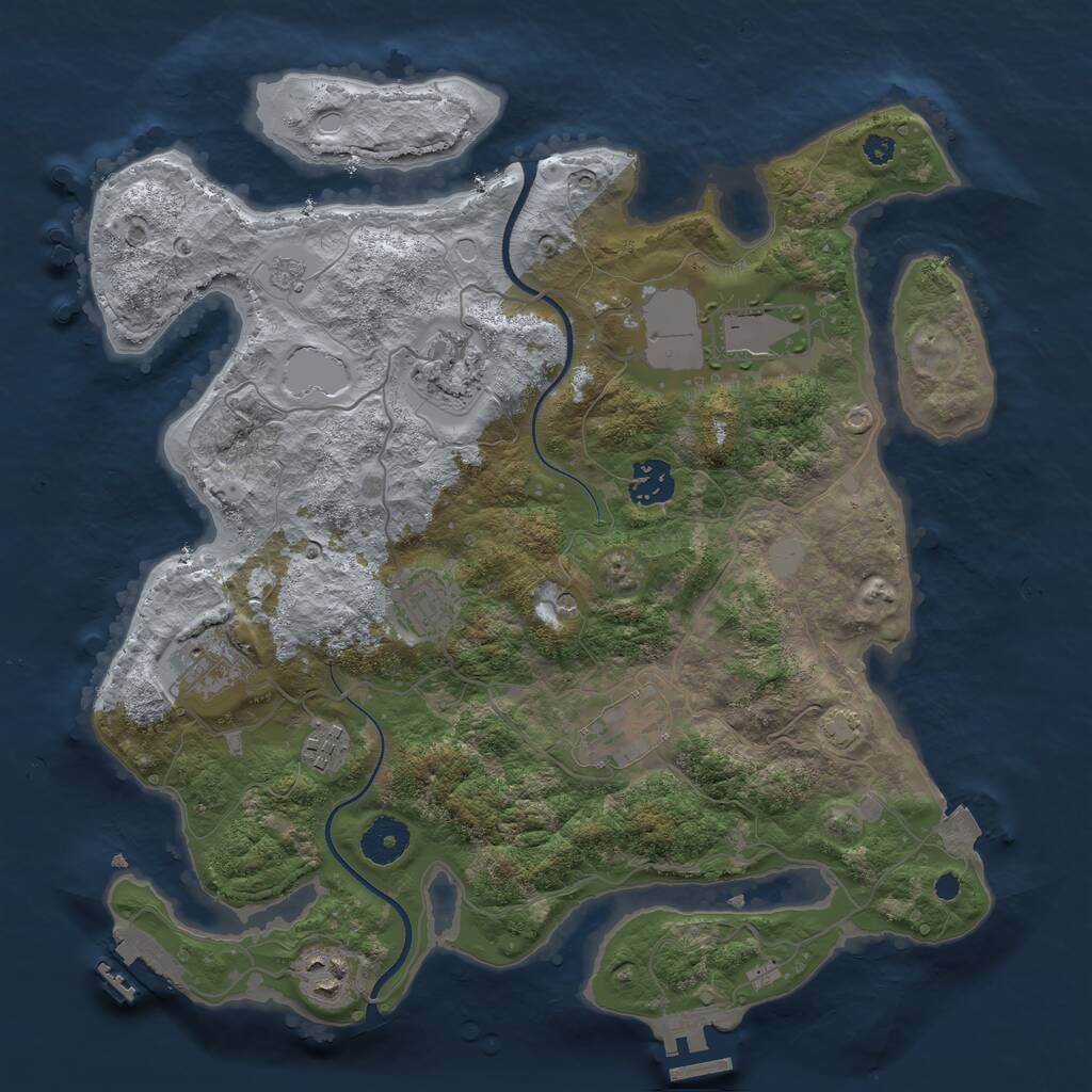 Rust Map: Procedural Map, Size: 3500, Seed: 45382146, 14 Monuments