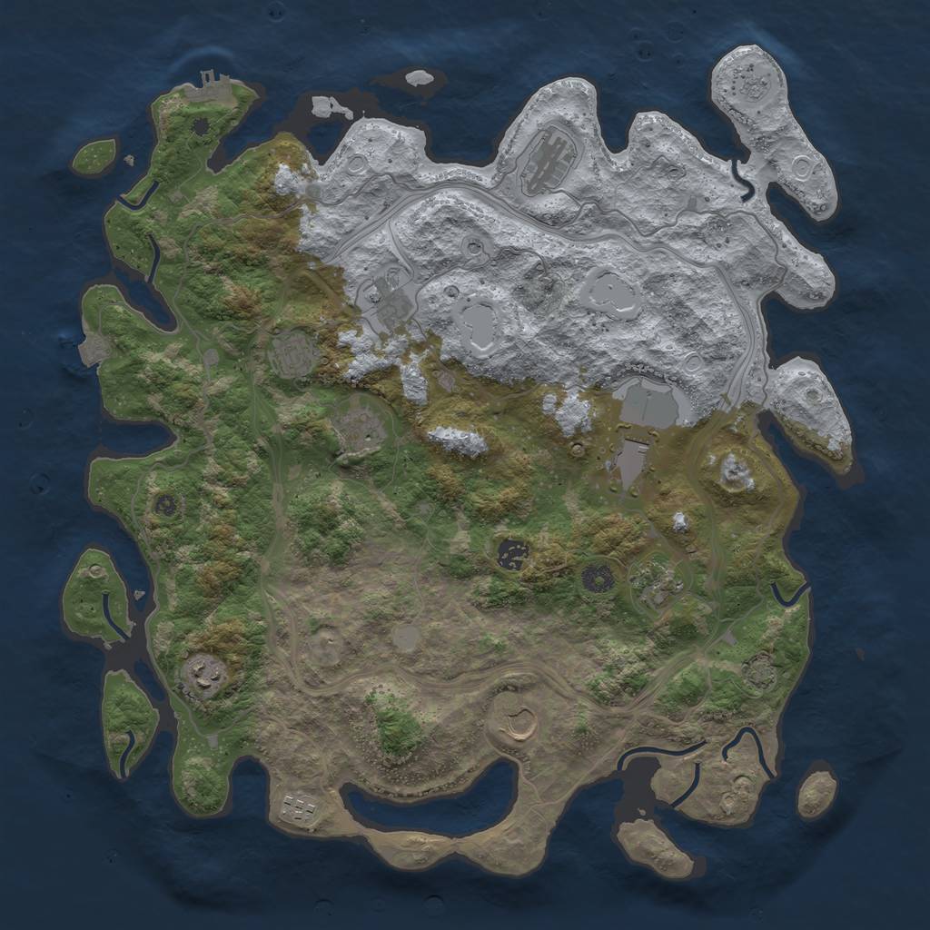 Rust Map: Procedural Map, Size: 4400, Seed: 51688801, 17 Monuments