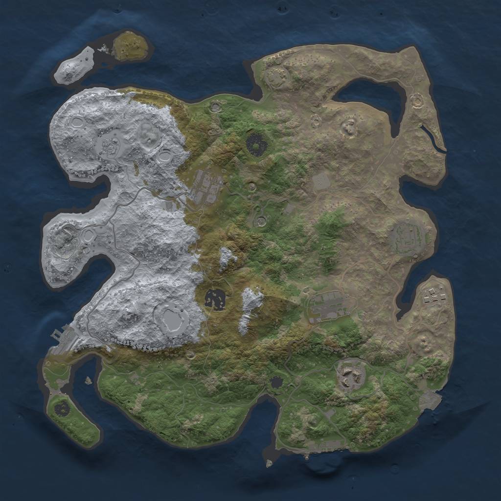 Rust Map: Procedural Map, Size: 3400, Seed: 86085303, 14 Monuments
