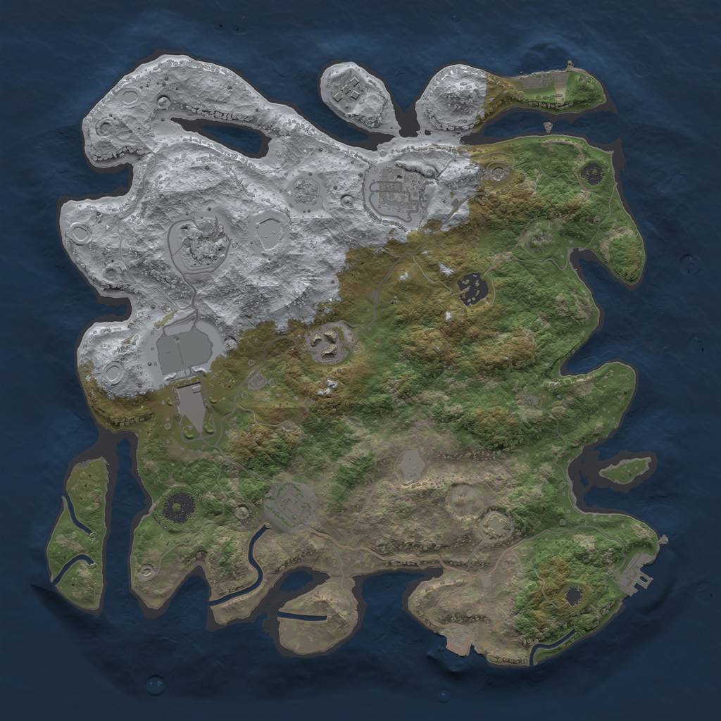 Rust Map: Procedural Map, Size: 3500, Seed: 31491380, 15 Monuments