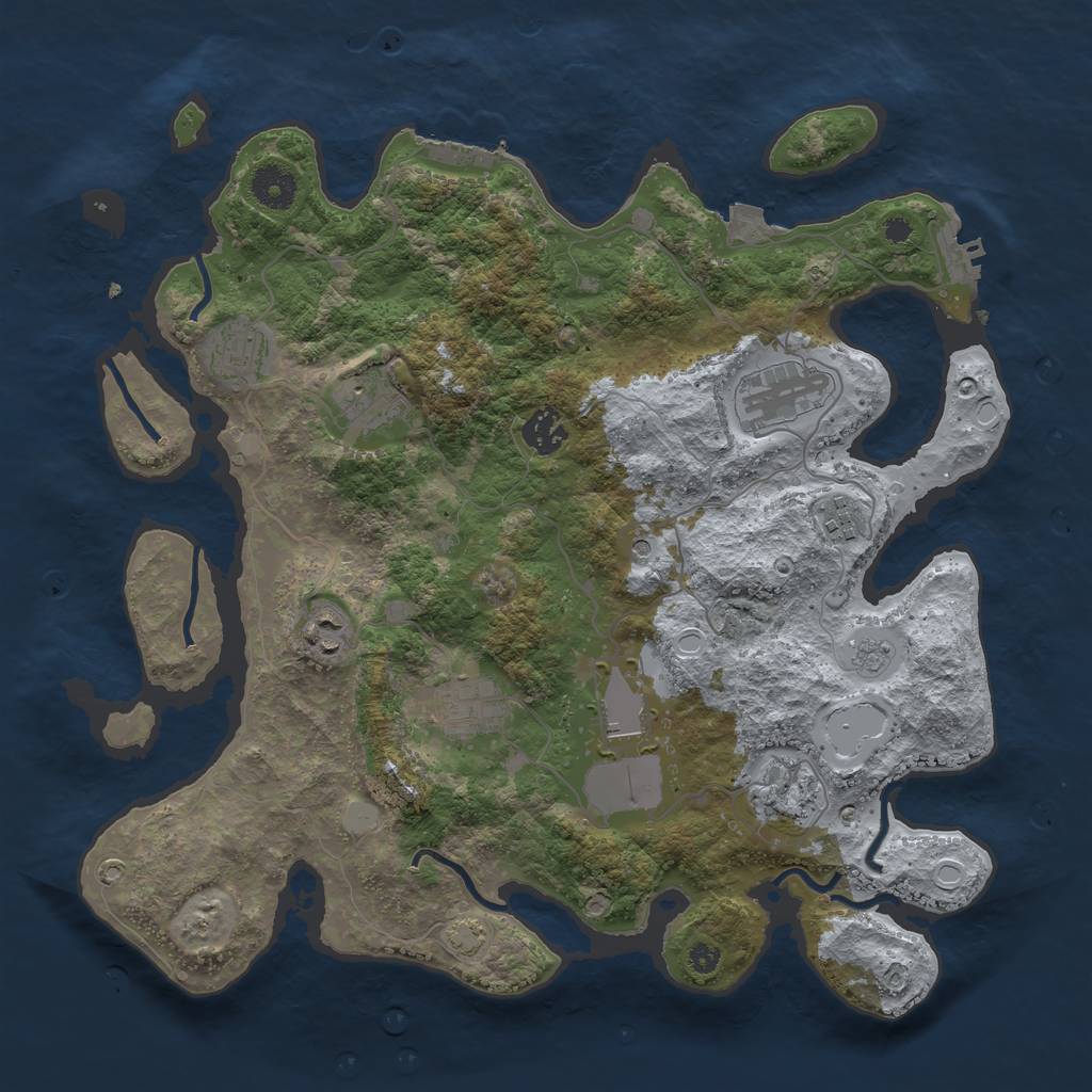 Rust Map: Procedural Map, Size: 3700, Seed: 4967363, 17 Monuments