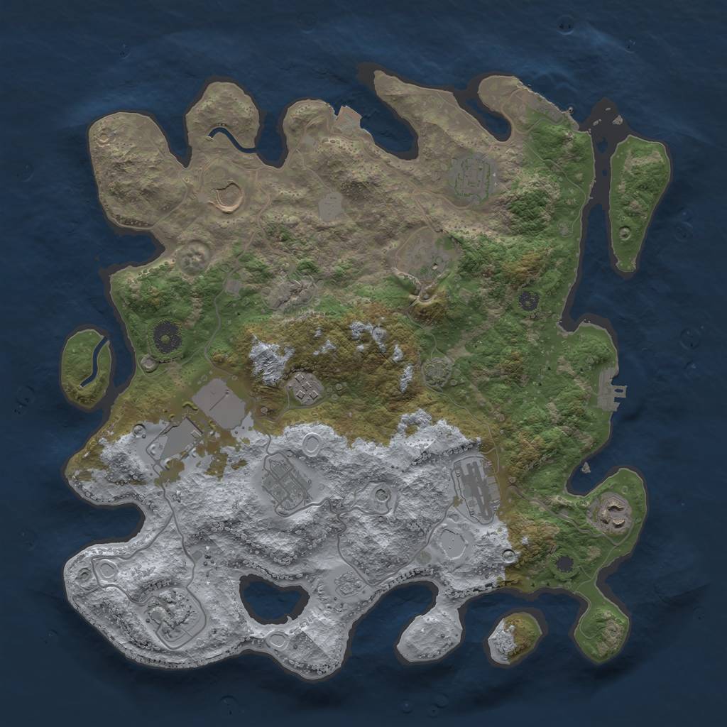 Rust Map: Procedural Map, Size: 3650, Seed: 16582010, 17 Monuments