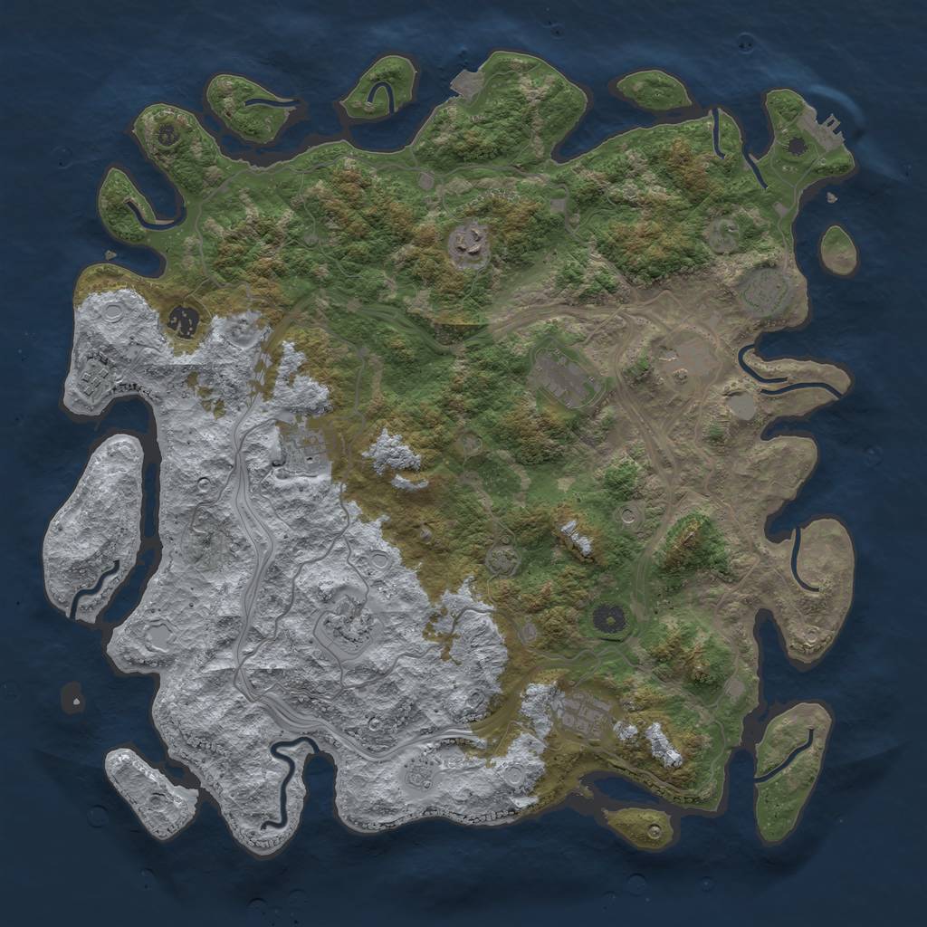 Rust Map: Procedural Map, Size: 4400, Seed: 28103974, 16 Monuments