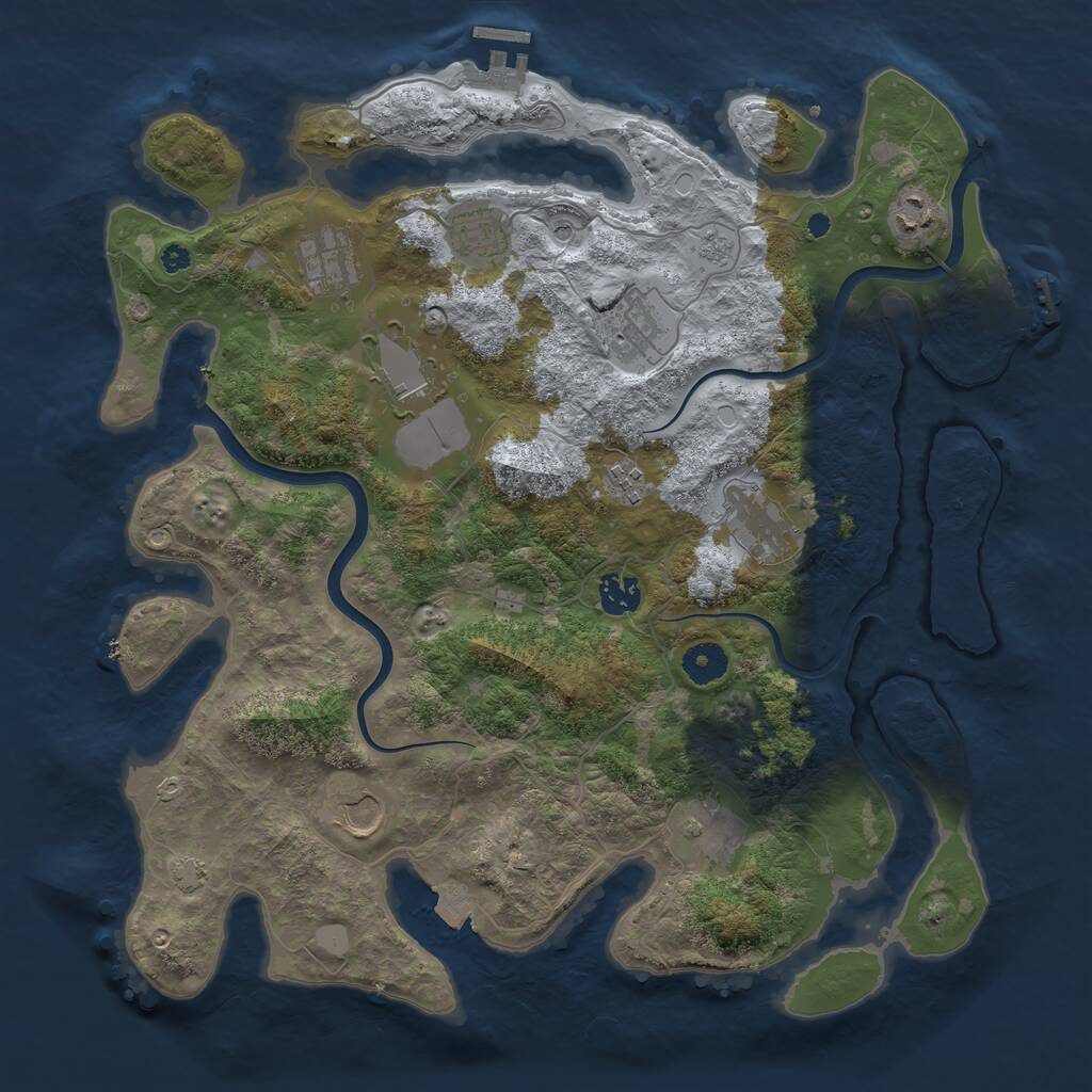 Rust Map: Procedural Map, Size: 3850, Seed: 3157338, 16 Monuments