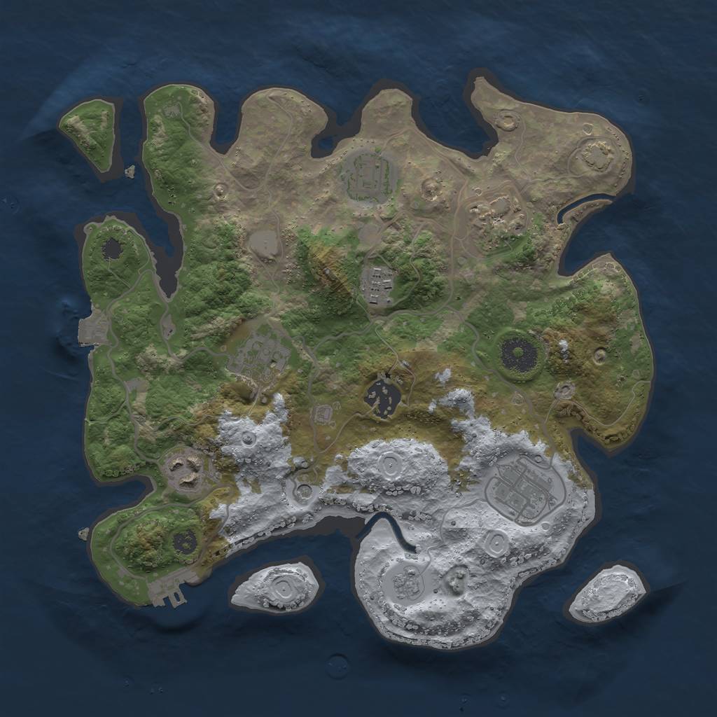 Rust Map: Procedural Map, Size: 3000, Seed: 29197, 14 Monuments