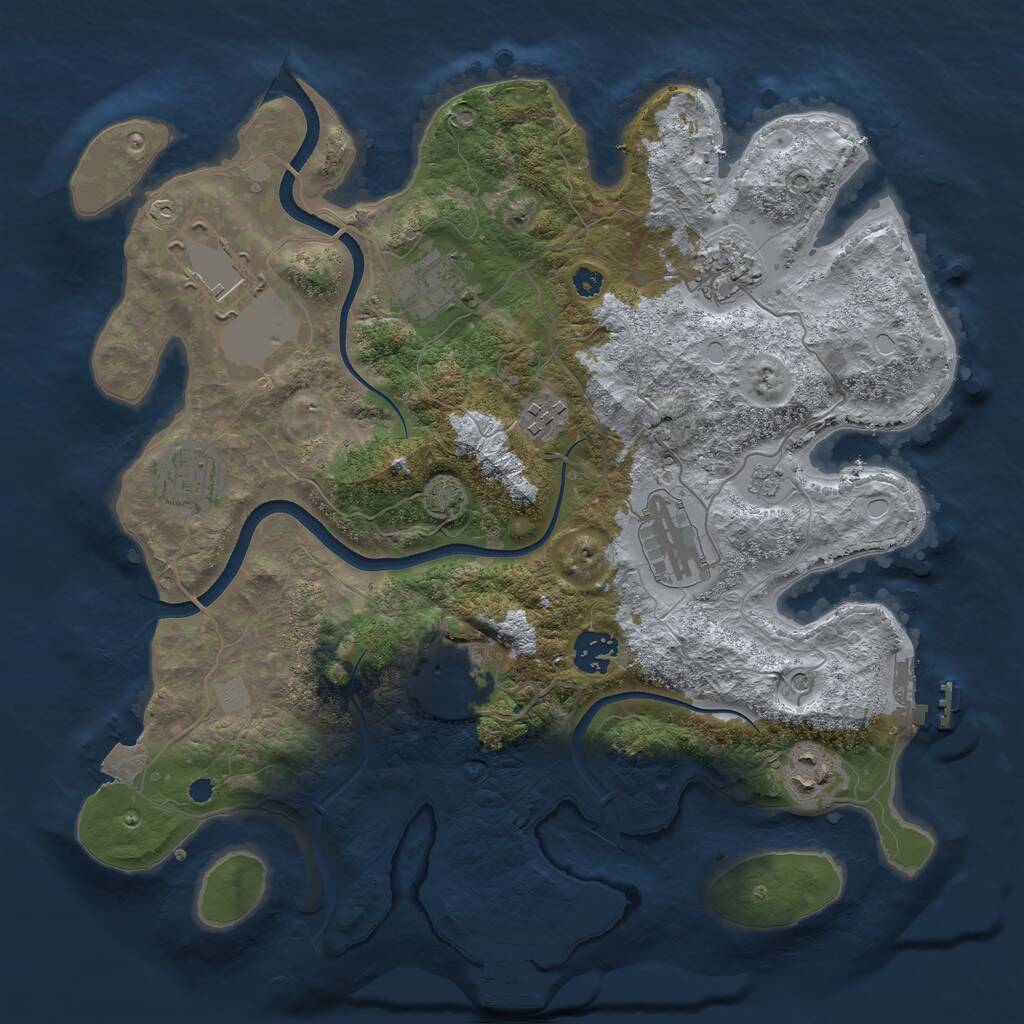 Rust Map: Procedural Map, Size: 3500, Seed: 207086354, 15 Monuments
