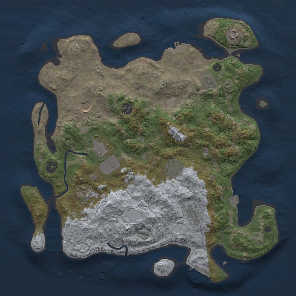 Rust Map: Procedural Map, Size: 3850, Seed: 28903122, 17 Monuments